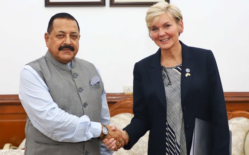 US Secretary of Energy, Ms Jennifer M. Granholm, met with Union Minister of State (Independent Charge) Science & Technology; MoS PMO, Personnel, Public Grievances, Pensions, Atomic Energy and Space Dr Jitendra Singh to discuss bilateral collaboration between the US and India.